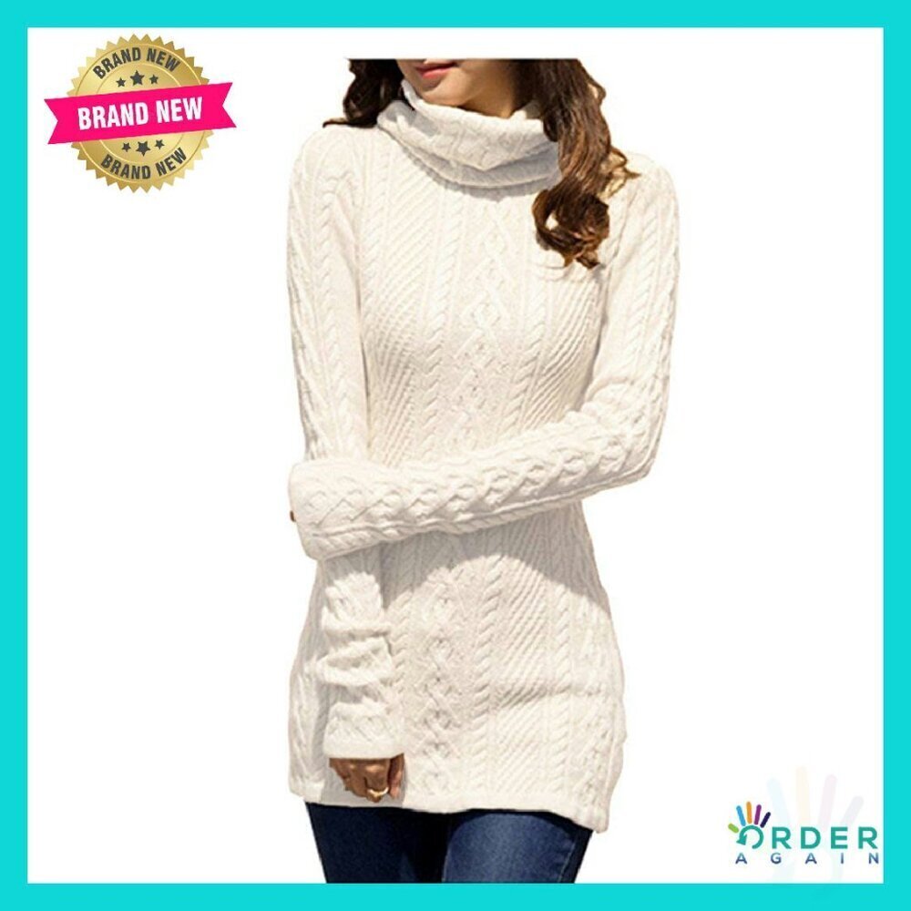 Chunky Cable Knit Turtleneck Sweater Dress Slim Fit Y2K Chic